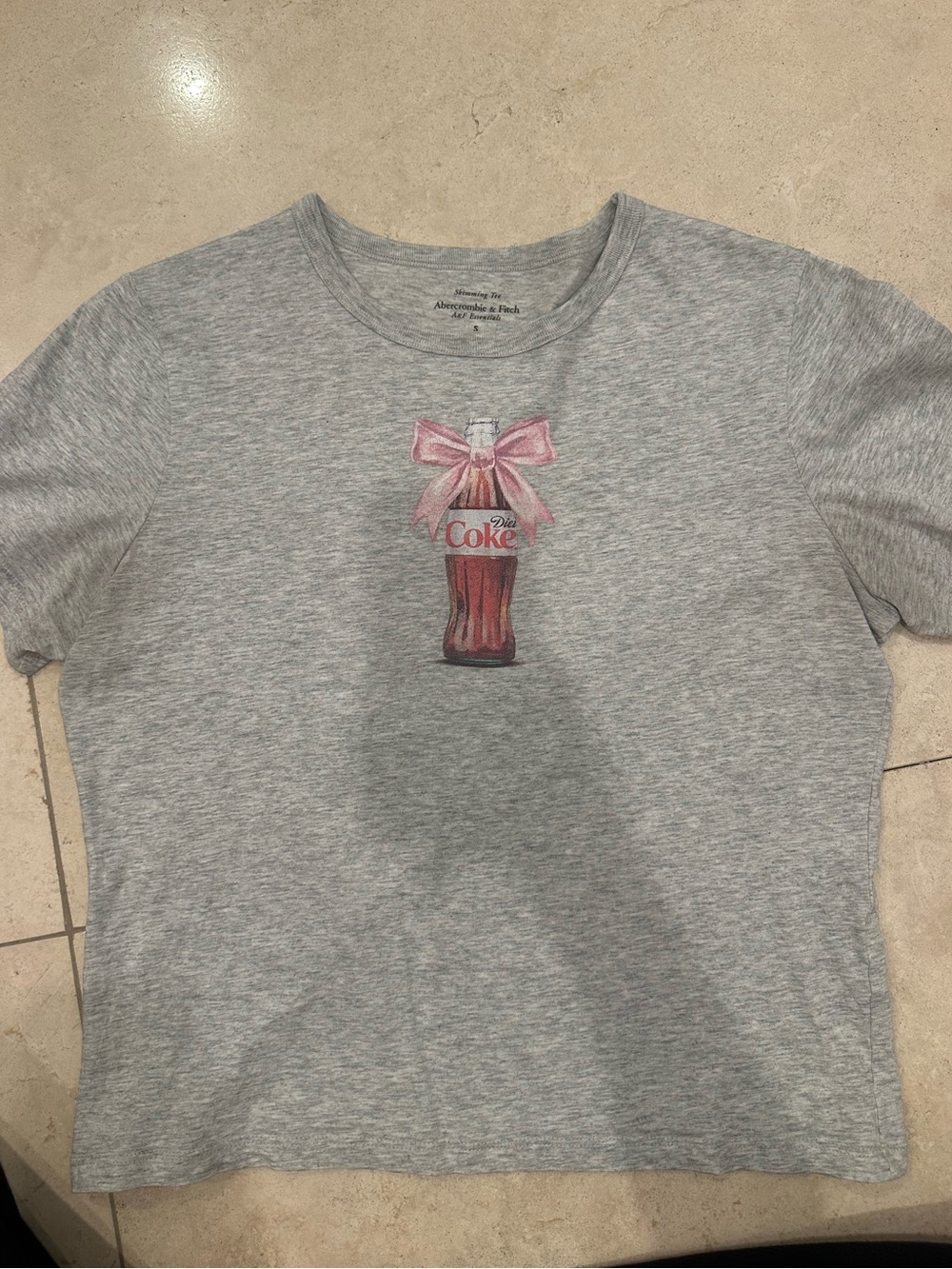 Abercrombie & Fitch Gray Tee with Pink Coca-Cola Bottle Graphic